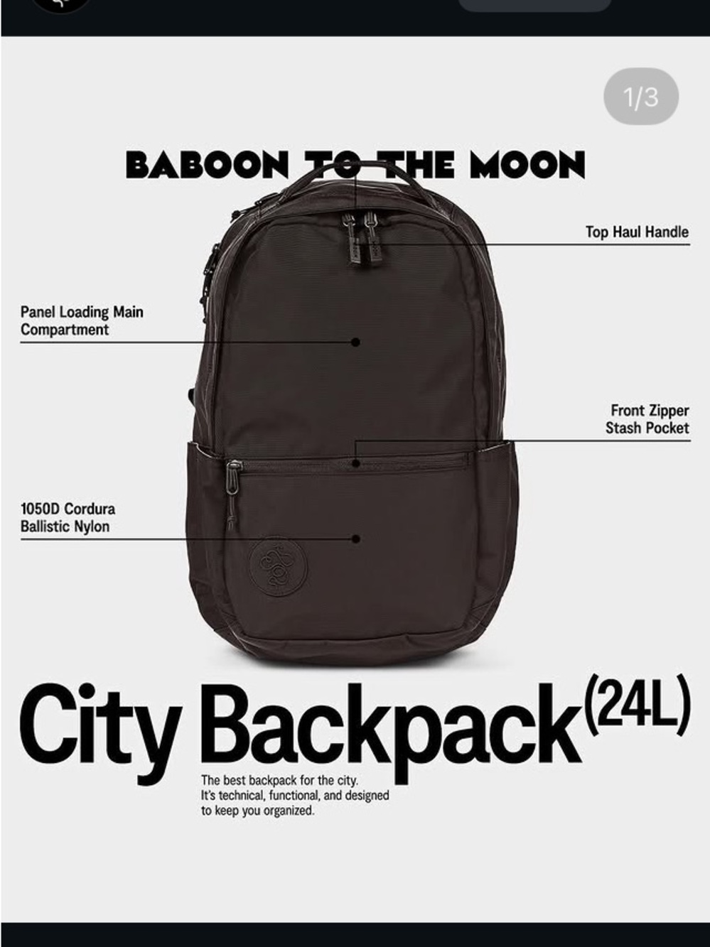 Baboon to the Moon City Backpack Commuter School Travel Work Bag